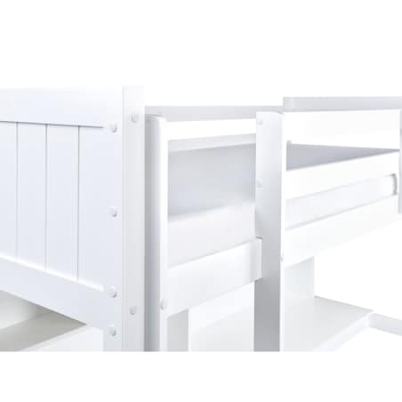 Łóżko na antresoli z biurkiem Drewno sosnowe FOUCAMONT 90 x 200 cm Biały