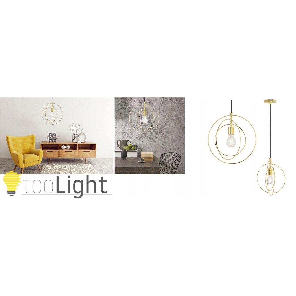 Lampa Sufitowa Metalowa Złote Okręgi Pierścieniowa