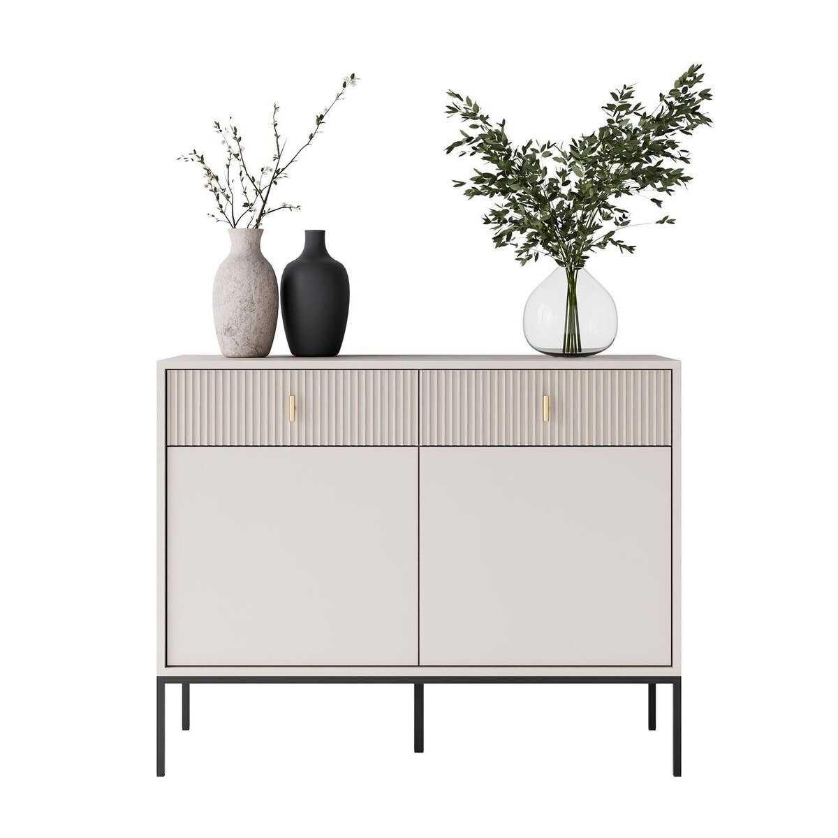 Komoda MIDNIGHT 2D2S z dwiema szufladami na stelażu, kaszmir