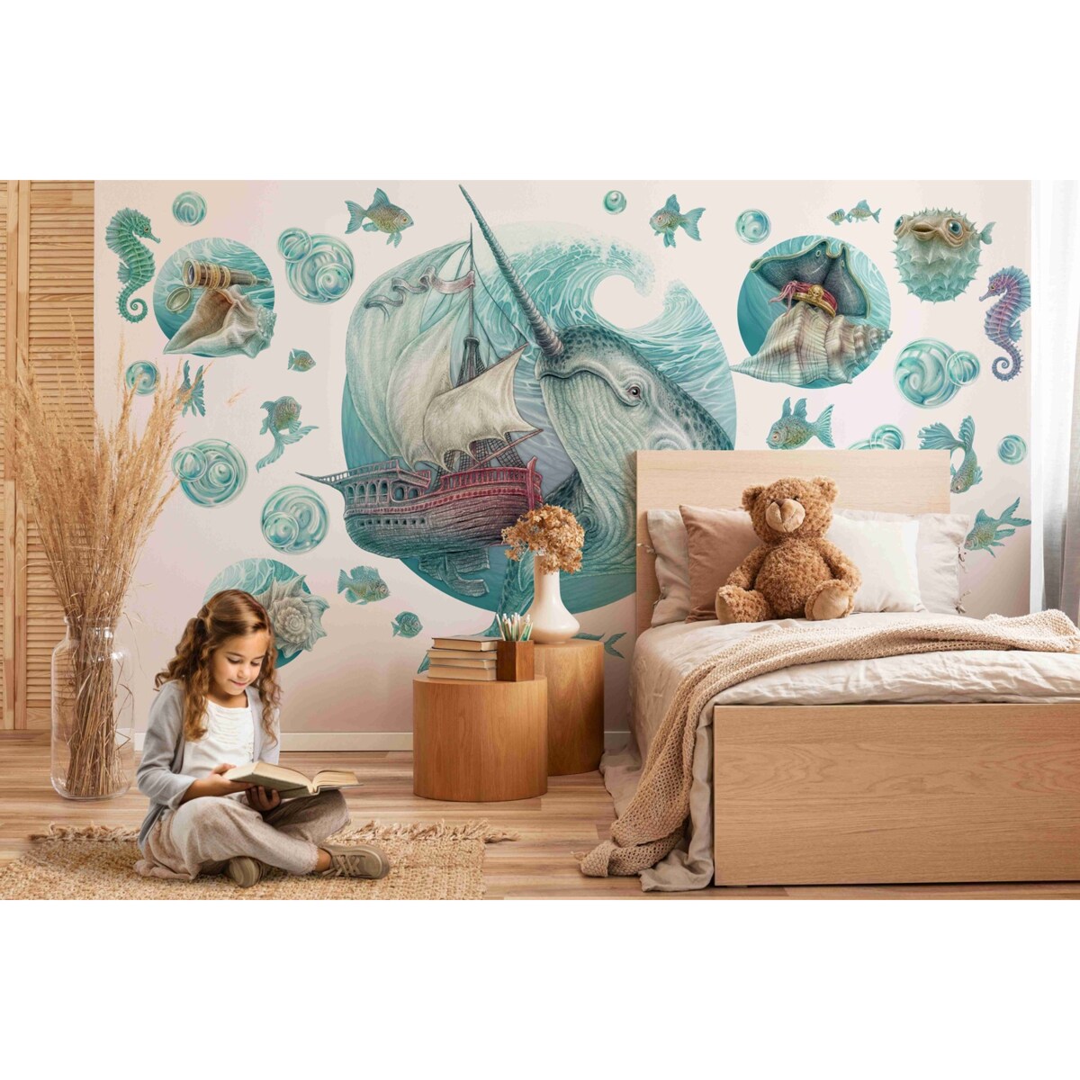 Zestaw naklejek na ścianę, Morska wyprawa, 130cm