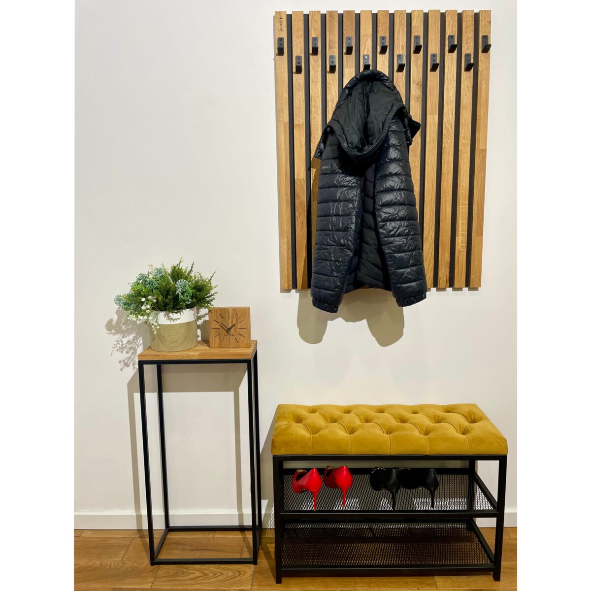 Szafka na buty loftowa siedzisko kolor złoty 80cm