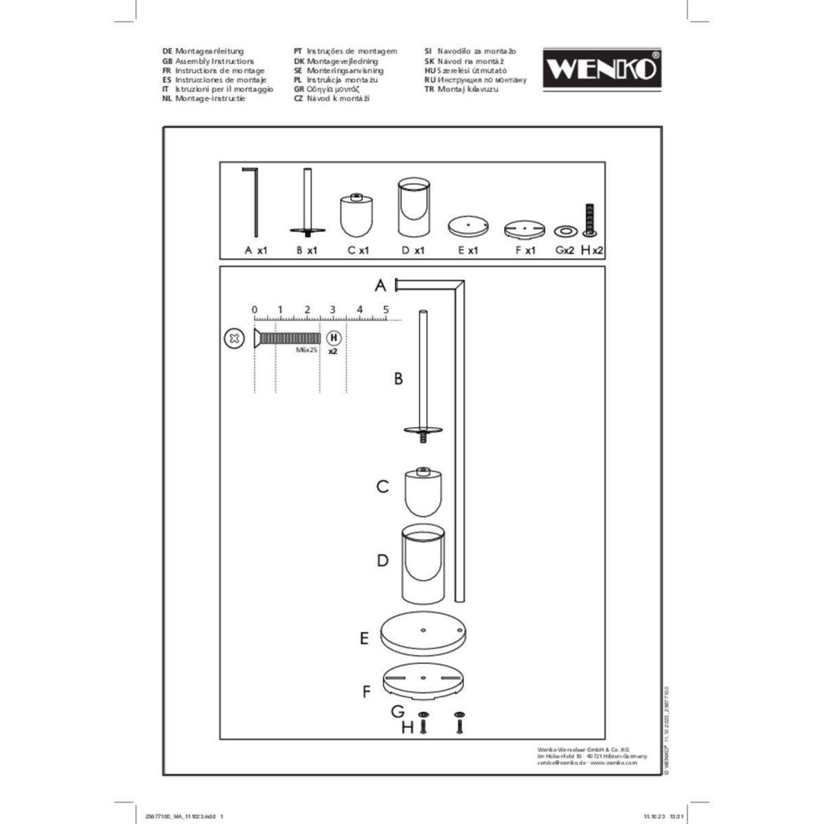 Stojak na szczotkę WC z uchwytem na papier 2w1 FERLA