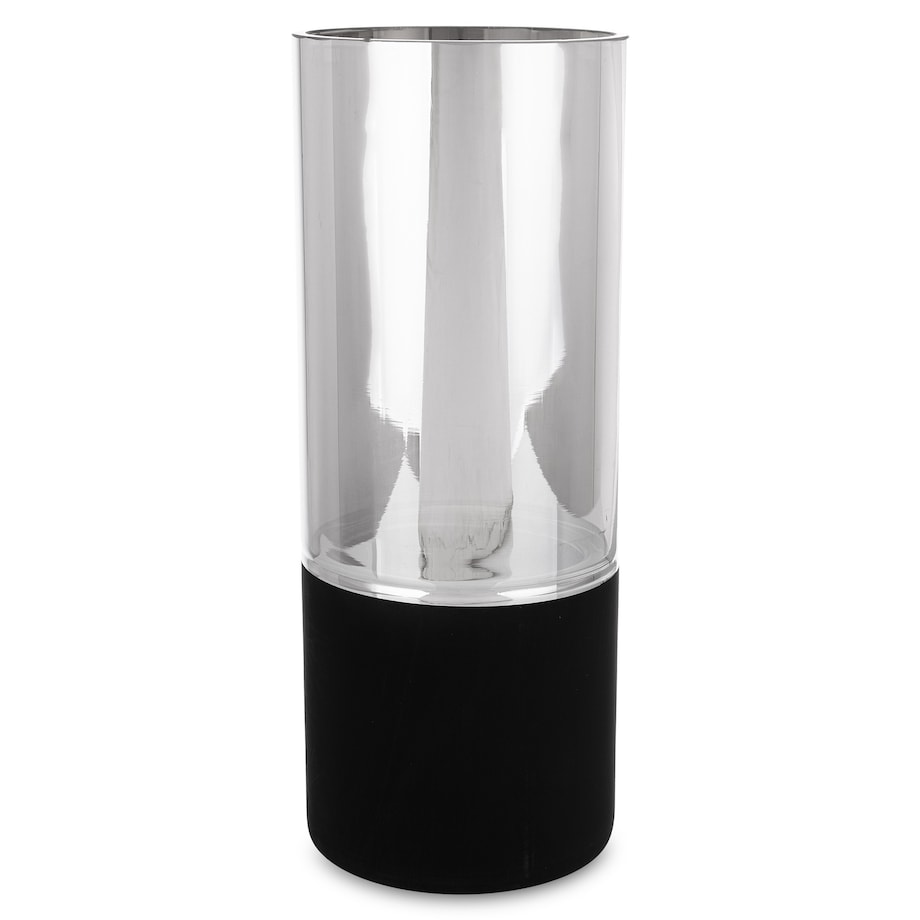 Wazon szklany czarno-srebrny 30x12 cm VIVIANA