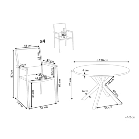Zestaw jadalniany dla 4 osób Szkło Czarny MALETTO/GROSSETO