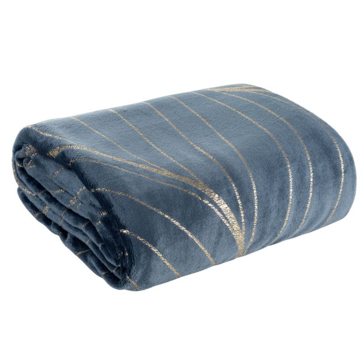 Koc Pled mikrofibra Złote Liście Wzory Roślinne 150 x 200 cm Granatowy miękki