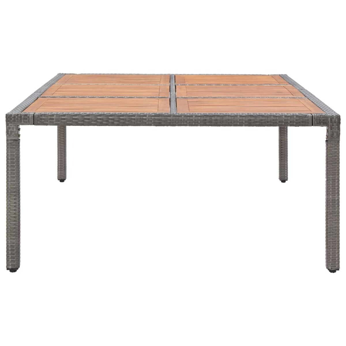 vidaXL Stół ogrodowy, szary, 200x150x74 cm, rattan PE i drewno akacji