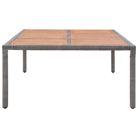 vidaXL Stół ogrodowy, szary, 200x150x74 cm, rattan PE i drewno akacji