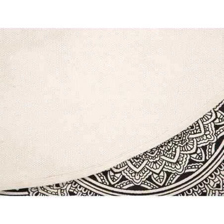 Dywan okrągły bawełniany orientalny nadruk ø 120 cm czarno-kremowy HIZAN