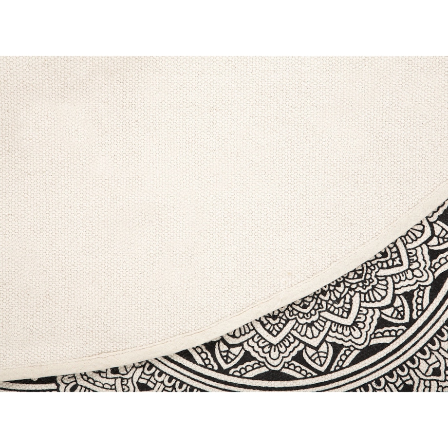 Dywan okrągły bawełniany orientalny nadruk ø 120 cm czarno-kremowy HIZAN