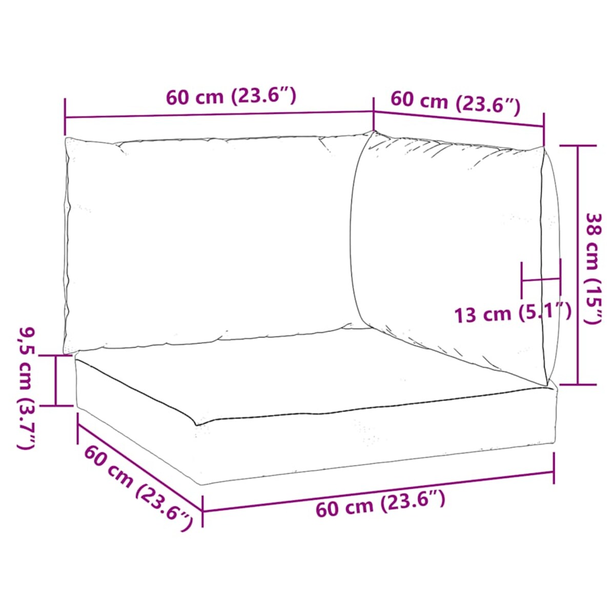 vidaXL Poduszki na palety, 3 szt., wzór w liście, tkanina Oxford