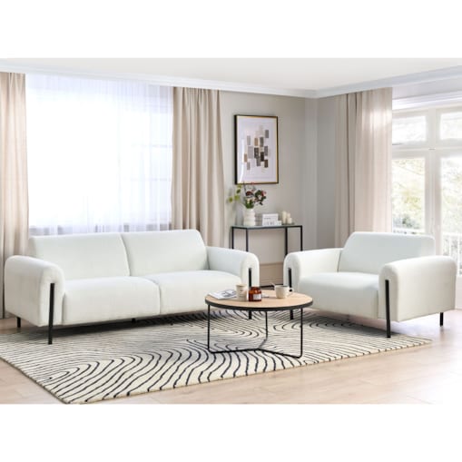 Komplet wypoczynkowy 4-osobowy boucle biały ASKIM