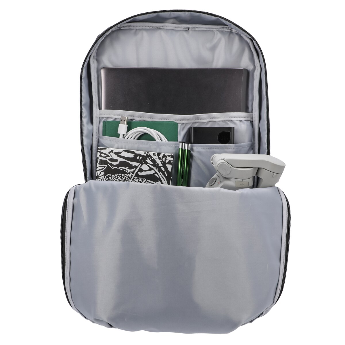 Plecak Czarny / Szary Miejski Podróżny Na Laptop 15,6" Pojemny Do Samolotu