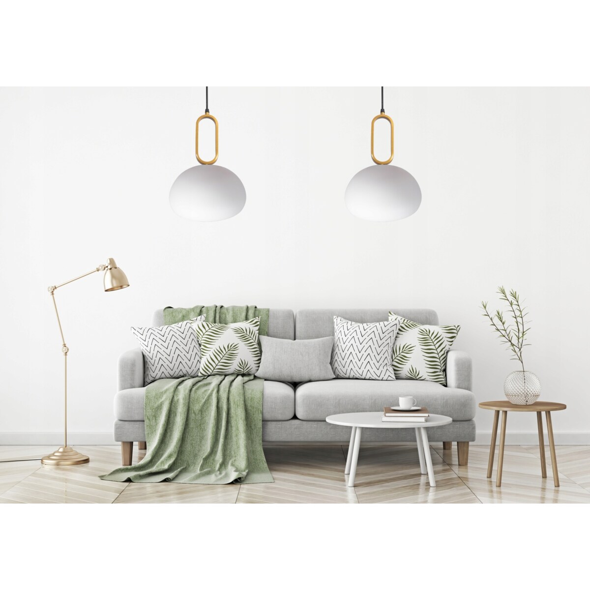 Lampa Wisząca Szklana Mleczna Złota Biała Toolight