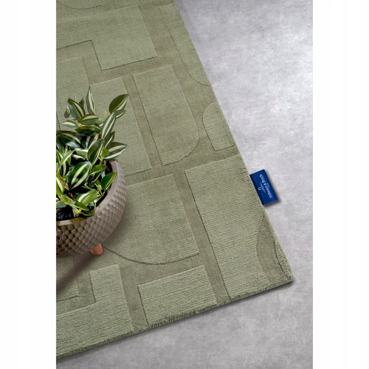 Chodnik wełniany do korytarza 80x250cm, zielony nowoczesny wzór 3D