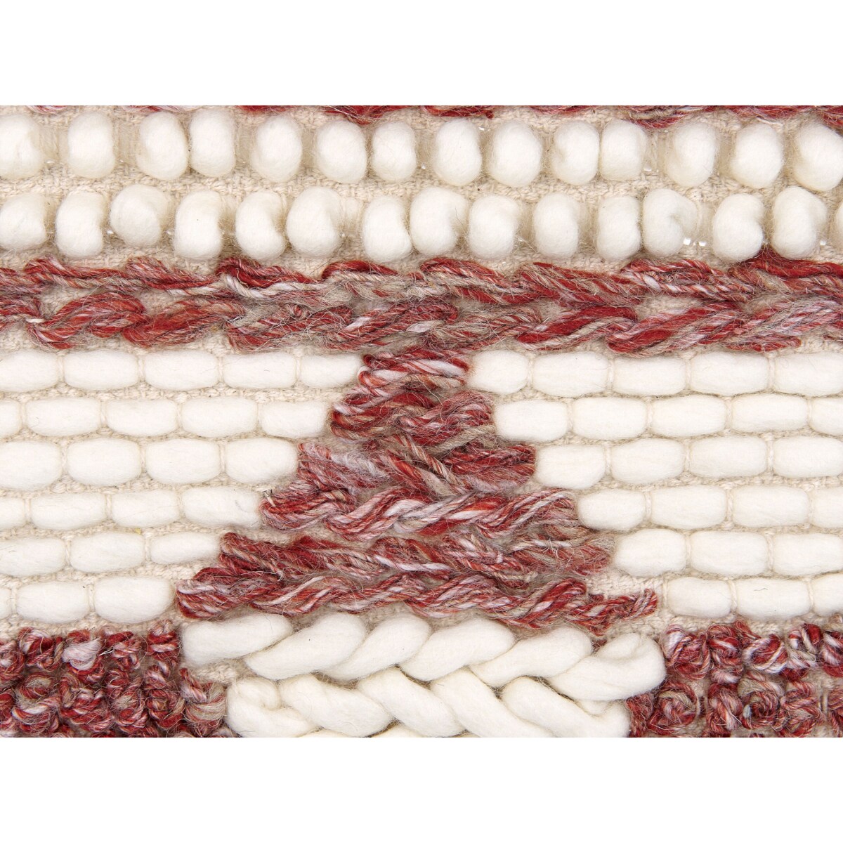 Dekoracja ścienna z frędzlami wełniana czerwono-beżowa SAIF