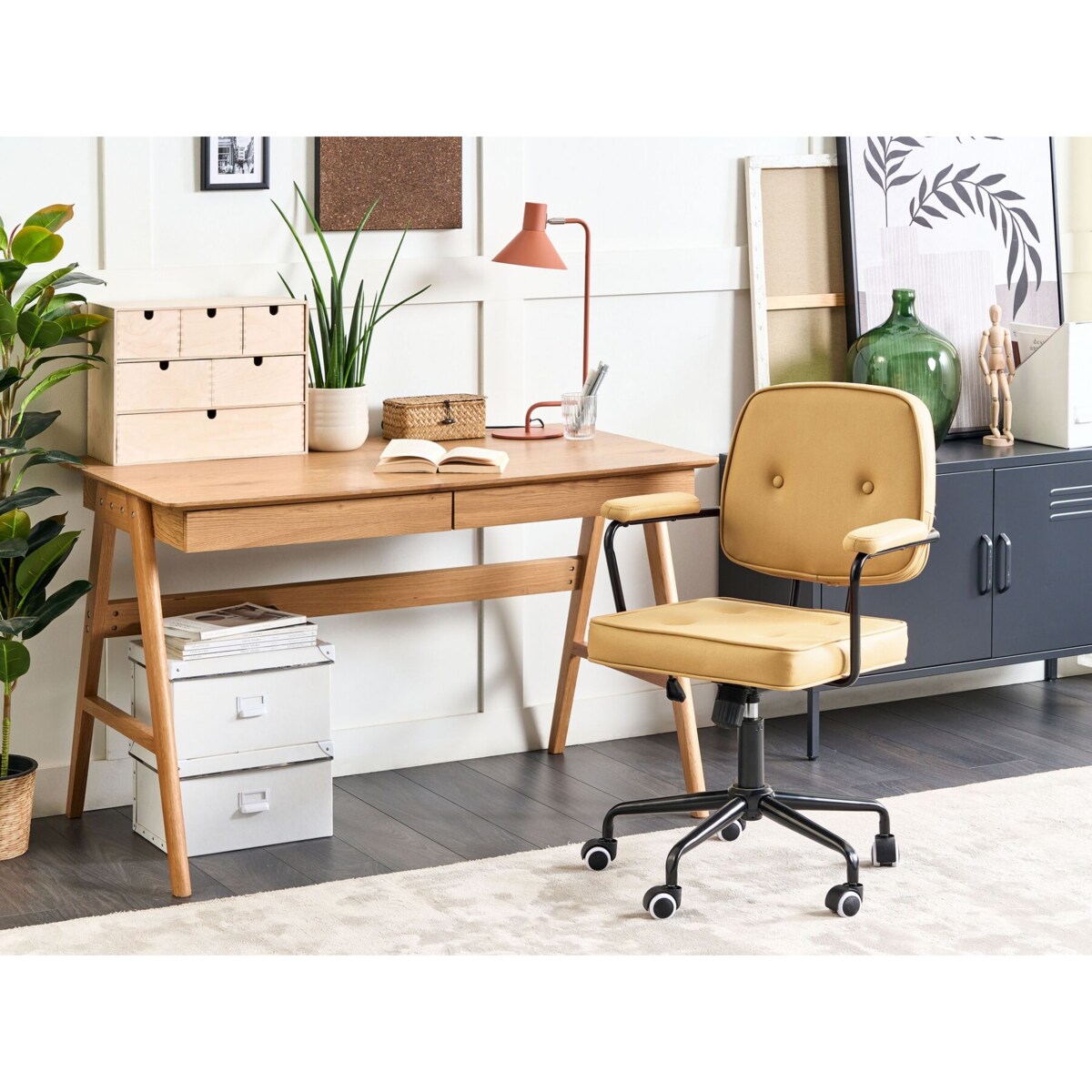 Krzesło biurowe regulowane ekoskóra żółte PAWNEE