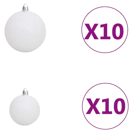 vidaXL Sztuczna choinka z lampkami i bombkami, biała, 240 cm