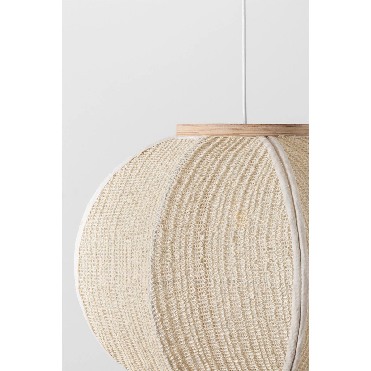 Lampa wisząca z lnu Ziyec, kremowa, Ø50 cm