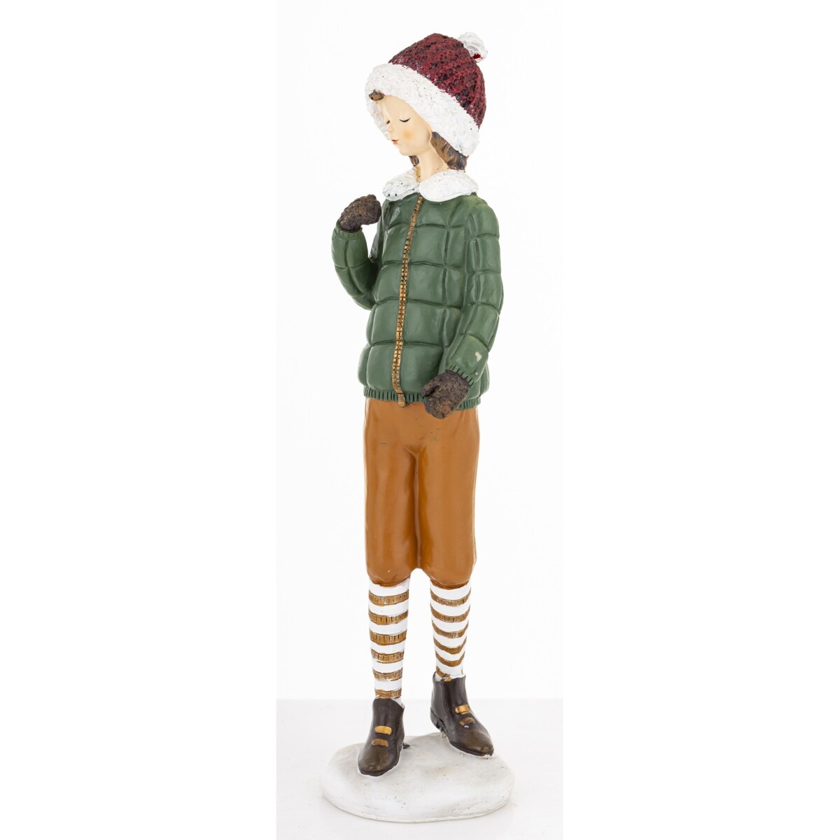Figurka - Zimowa dziewczynka 26x7x7 cm TOSIA w brązowych spodniach