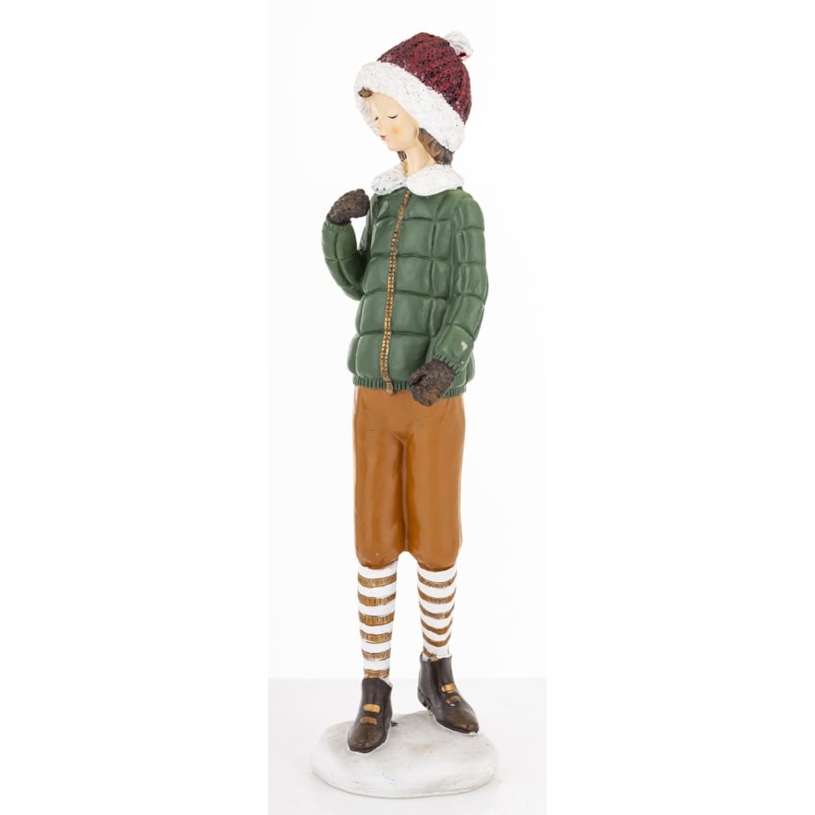 Figurka - Zimowa dziewczynka 26x7x7 cm TOSIA w brązowych spodniach