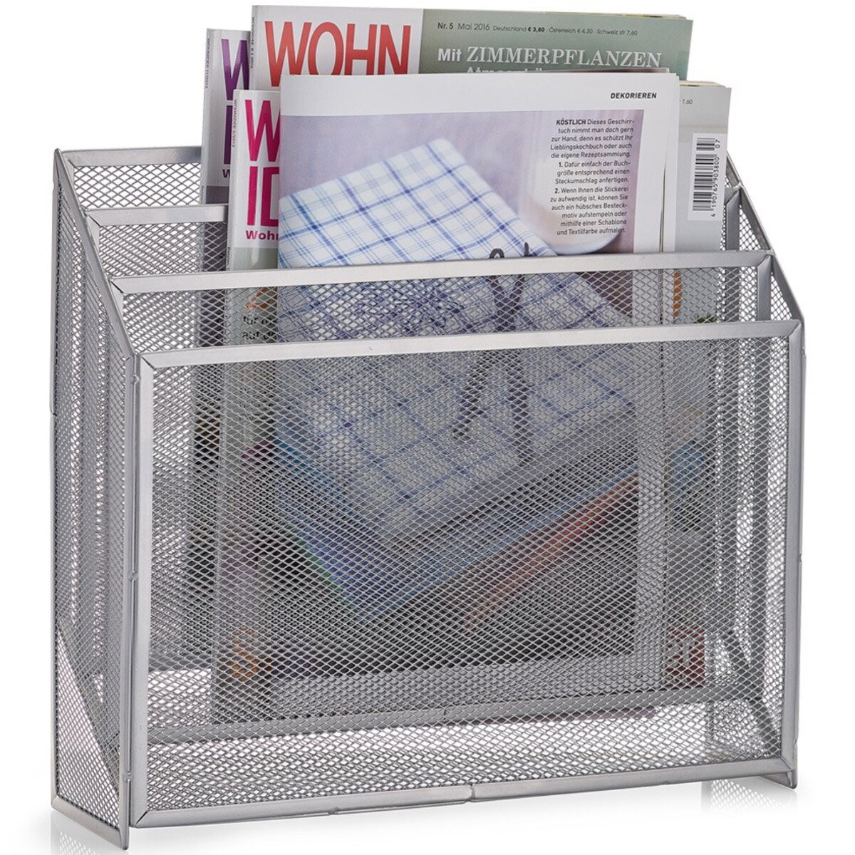 Gazetnik ze stali, organizer na gazety i czasopisma, metalowy stojak na prasę, ZELLER