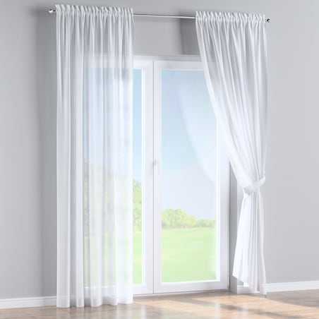 Zasłona na kanale z grzywką 1 szt. 130x260 prześwitująca biała