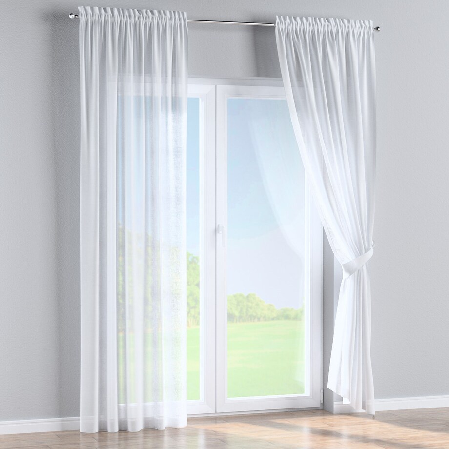 Zasłona na kanale z grzywką 1 szt. 130x260 prześwitująca biała