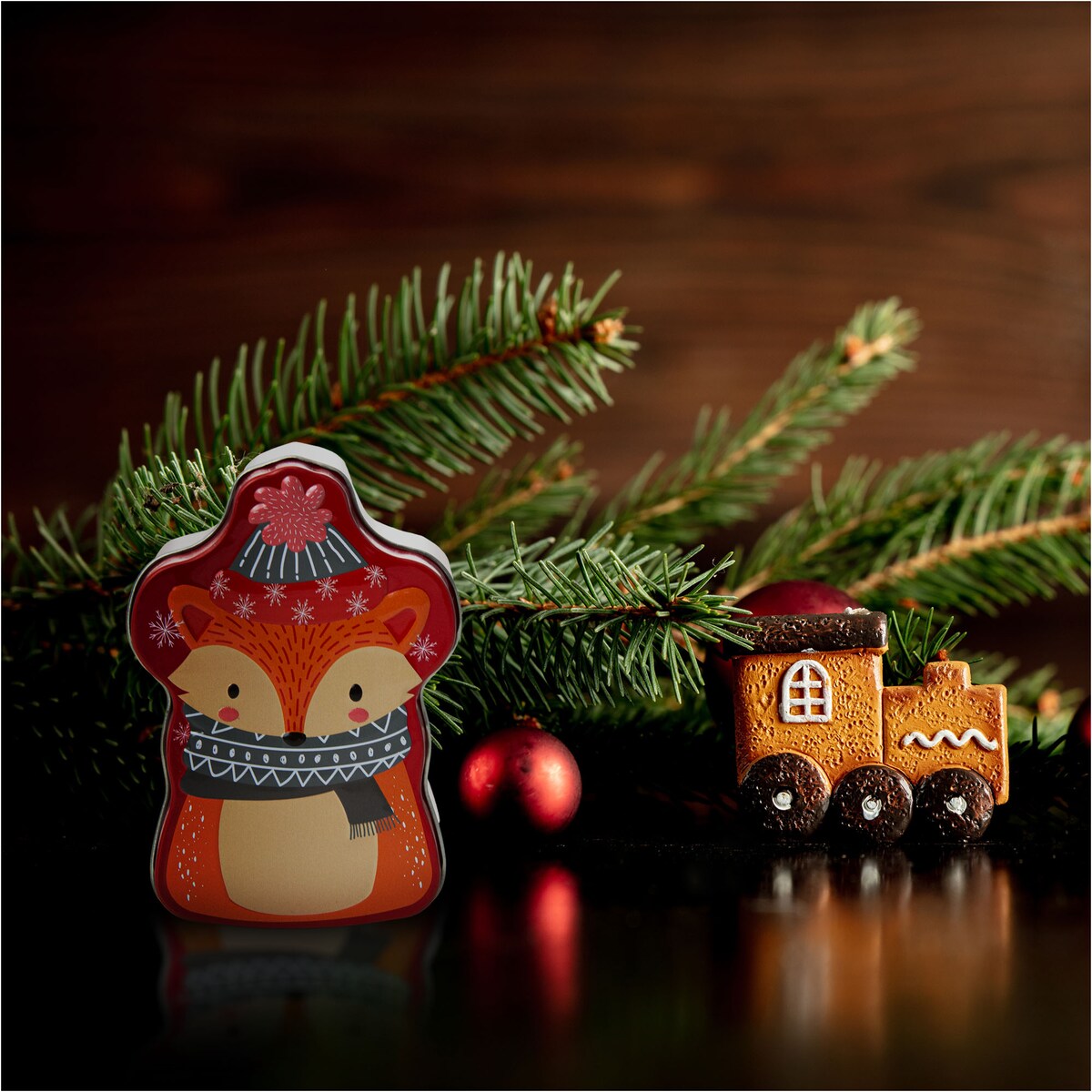 Puszka Na Pierniki Ciastka Herbatę Świąteczna Boże Narodzenie 9X13 Cm Lis