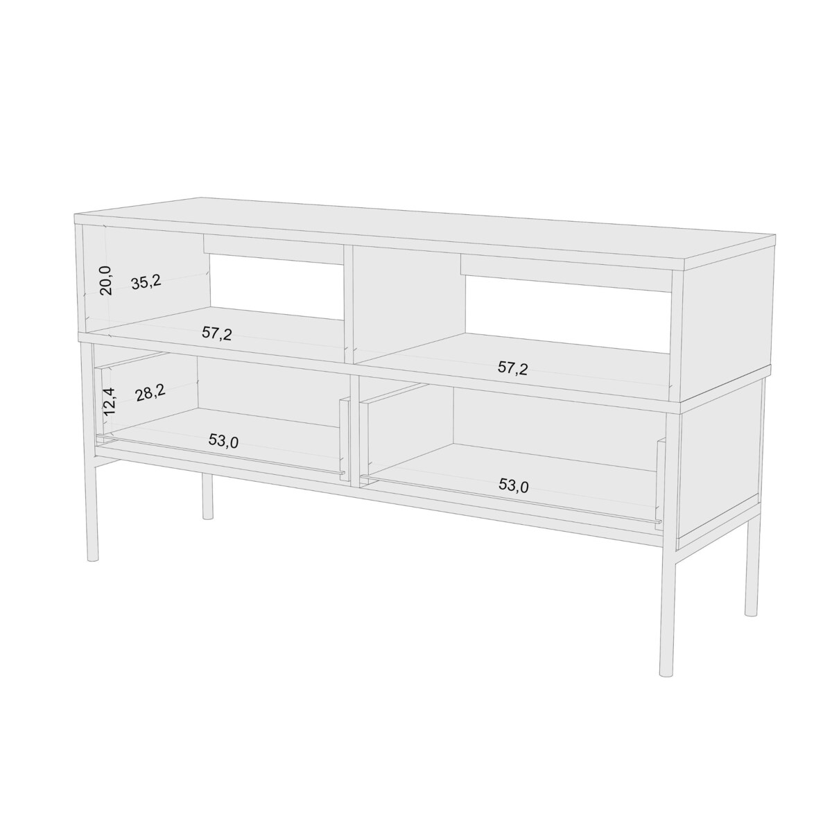 Elegancka granatowa komoda RTV Skandica POLKA na złotych nóżkach