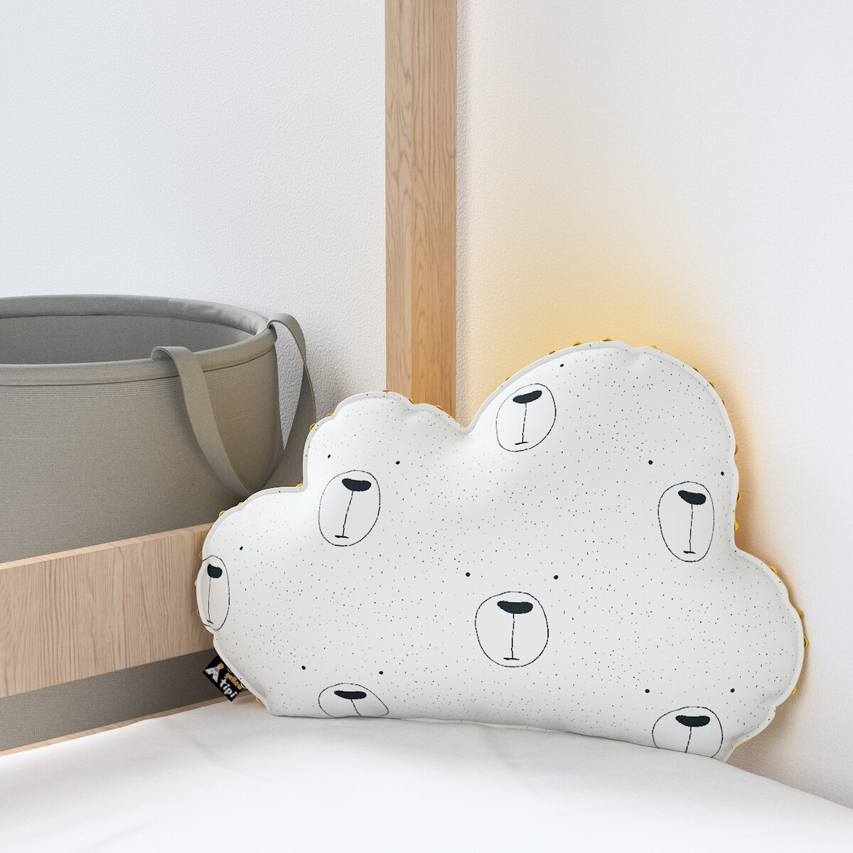 Poduszka Soft Cloud z minky, ecru-czarny, 55x15x35cm, Magic Collection