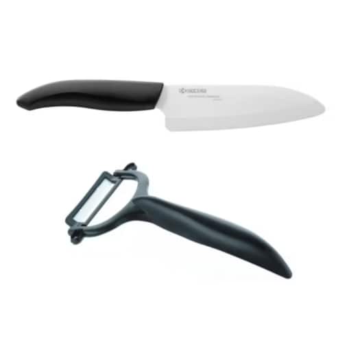 Zestaw: nóż Santoku Gen + obieraczka, Kyocera
