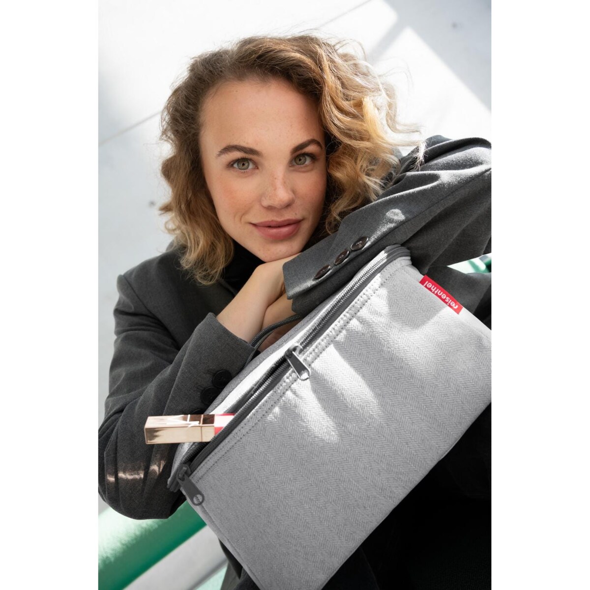 Kosmetyczka BEAUTYCASE, herringbone grey