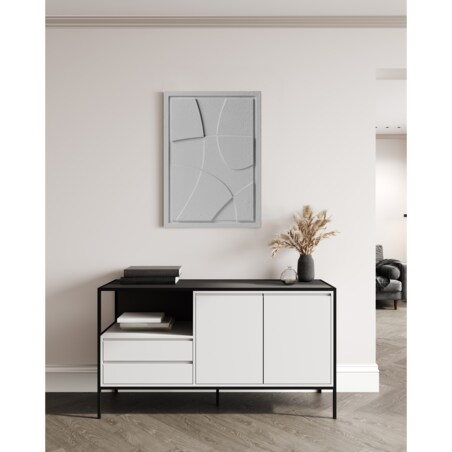 Obraz 3D 50x70cm Abstract I – Dekoracja Ścienna z Tynku Naturalnego, Milky Grey Minimalistyczny Relief