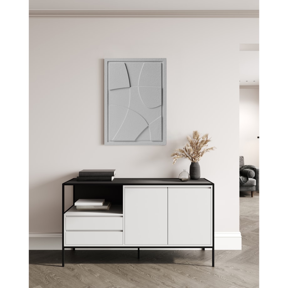 Obraz 3D 50x70cm Abstract I – Dekoracja Ścienna z Tynku Naturalnego, Milky Grey Minimalistyczny Relief