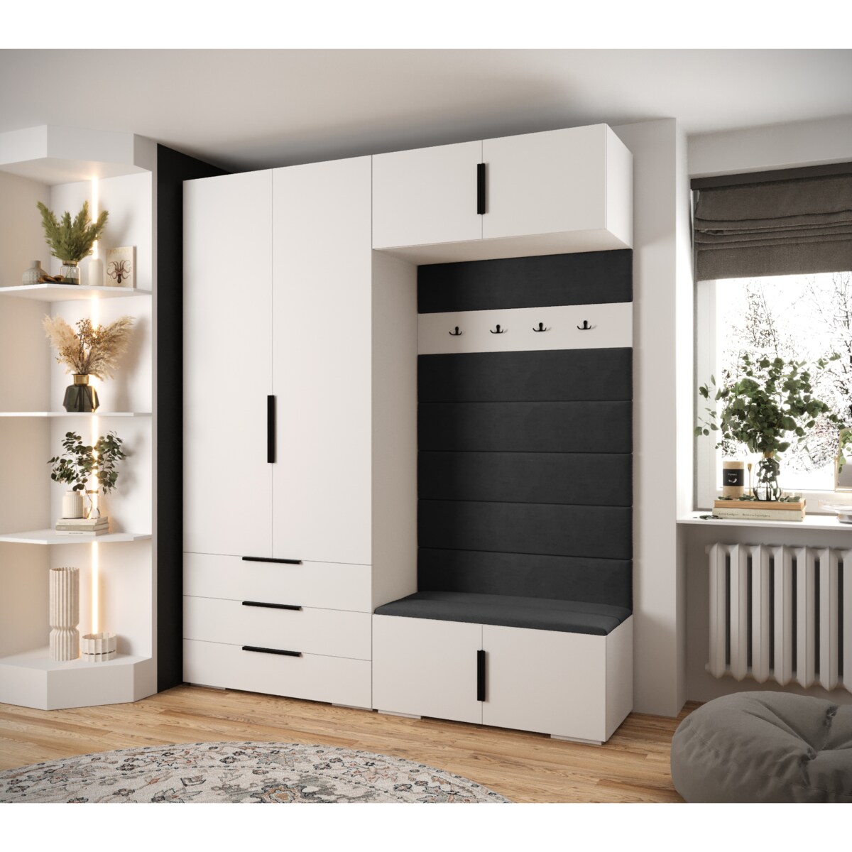 Garderoba do przedpokoju INOVA 1 Z12 biały+czarny+manila18