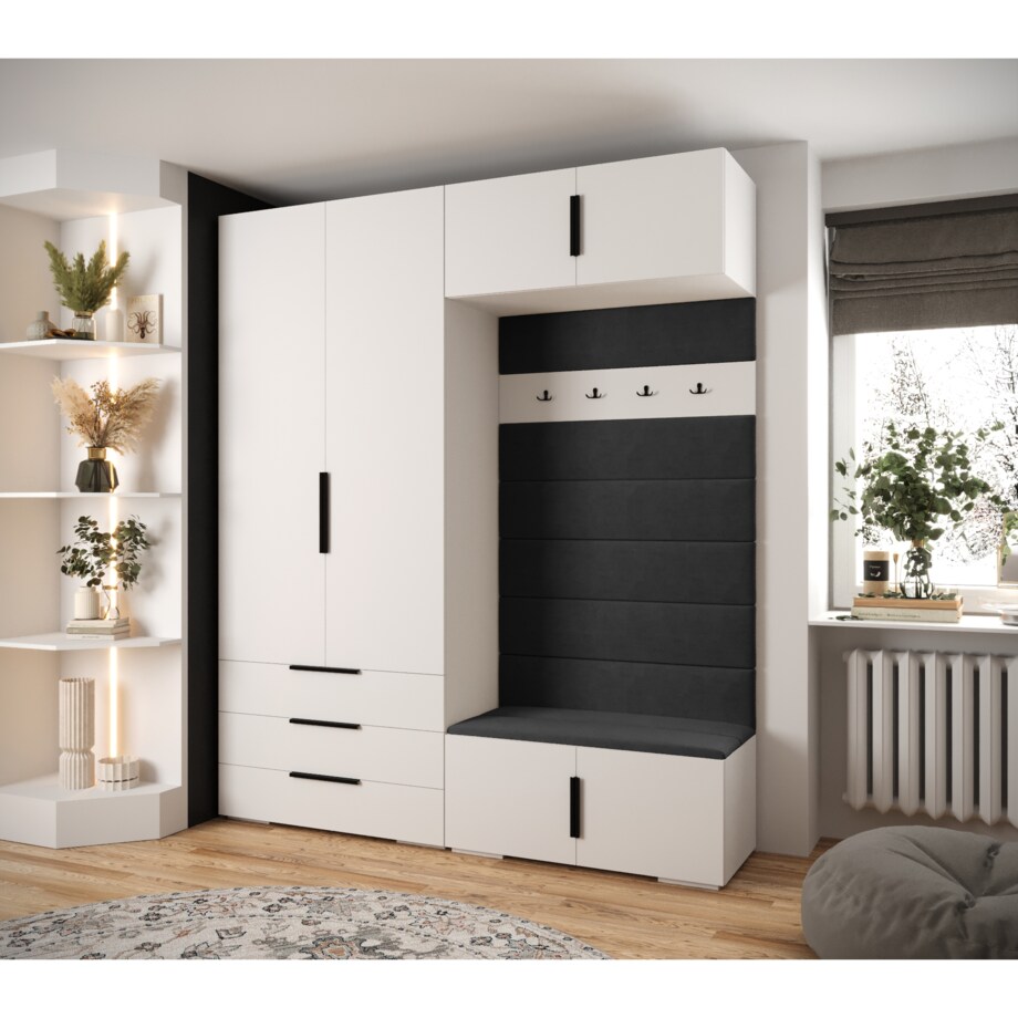 Garderoba do przedpokoju INOVA 1 Z12 biały+czarny+manila18