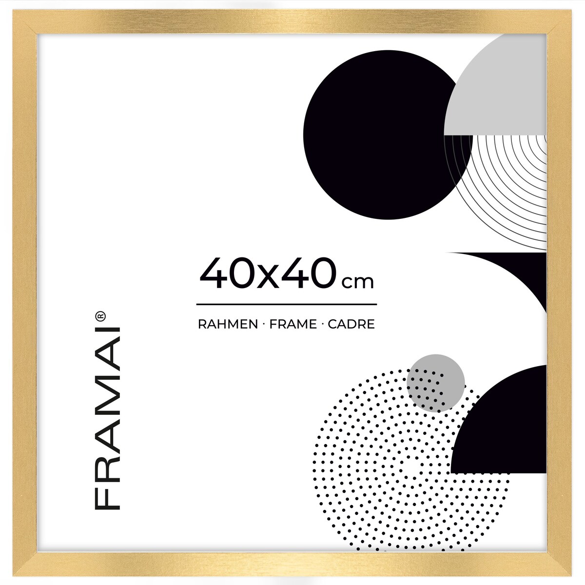 Ramka na zdjęcia 40x40 cm złota rama MDF z plexi do powieszenia pion poziom klasyczna kwadratowa ramka FRAMAI®