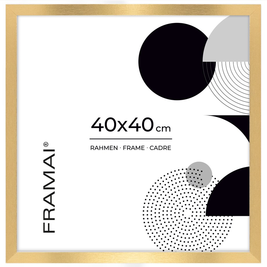 Ramka na zdjęcia 40x40 cm złota rama MDF z plexi do powieszenia pion poziom klasyczna kwadratowa ramka FRAMAI®