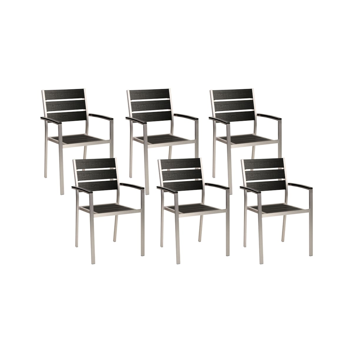 Zestaw 6 krzeseł ogrodowych VERNIO Czarny/ srebrny
