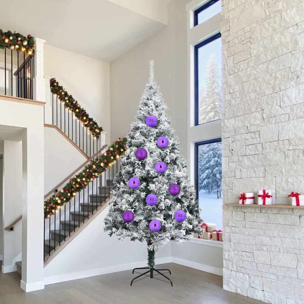 vidaXL Zestaw Bombek Choinkowych 4 pcs Liliowy