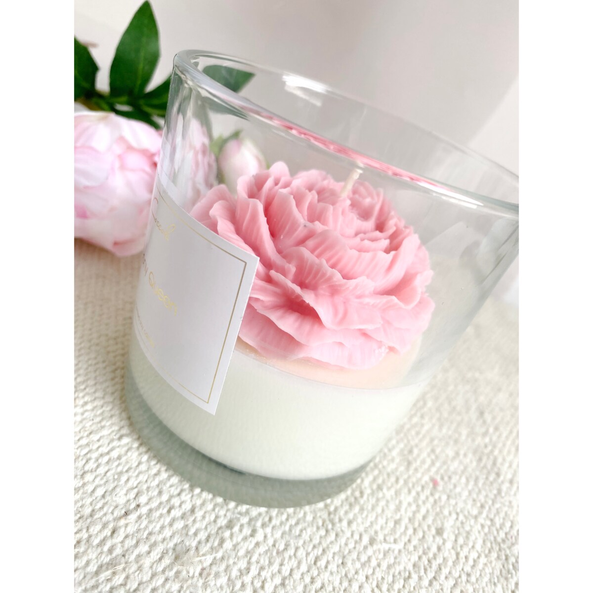 Peony Queen- 280 gram ekologiczna naturalna świeca sojowa ozdobna piwonia (dostępne inne zapachy)