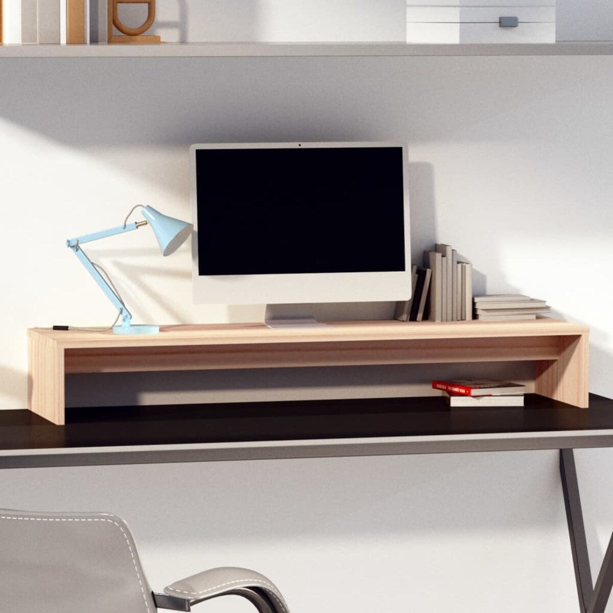 vidaXL Podstawka na monitor, 100x27x15 cm, lite drewno sosnowe