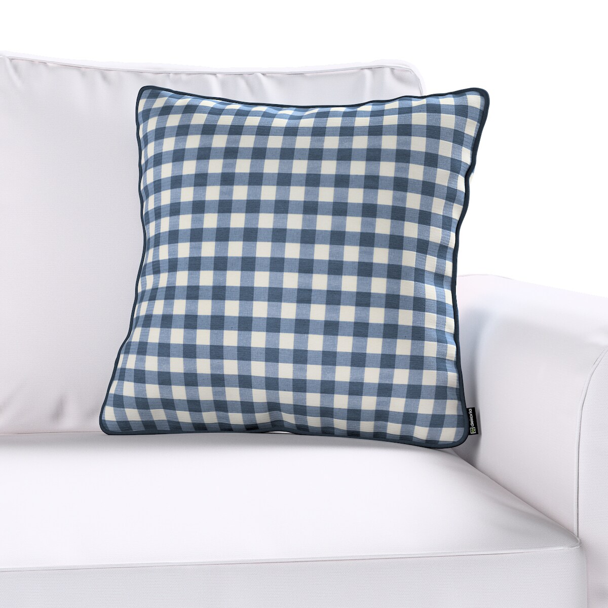 Poszewka Gabi na poduszkę 60x60 granatowo-biała kratka (1,5x1,5cm)