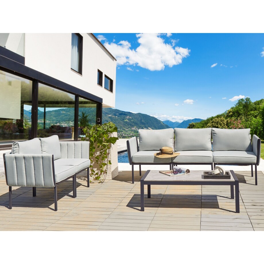 Zestaw ogrodowy ze stolikiem dla 5 osób SKALA Metal Jasnoszary