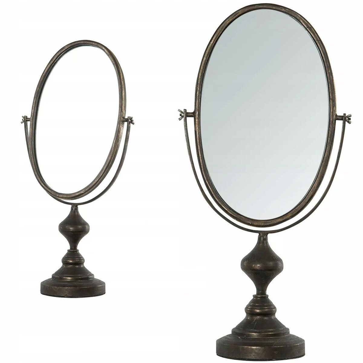 LUSTRO STOJĄCE NA TOALETKĘ DO MAKIJAŻU ZŁOTE RETRO DUŻE 66cm uchylne owalne