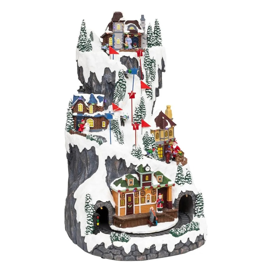 Dekoracja - grająca scenka świąteczna Wioska Zimowa 68x23x17 cm