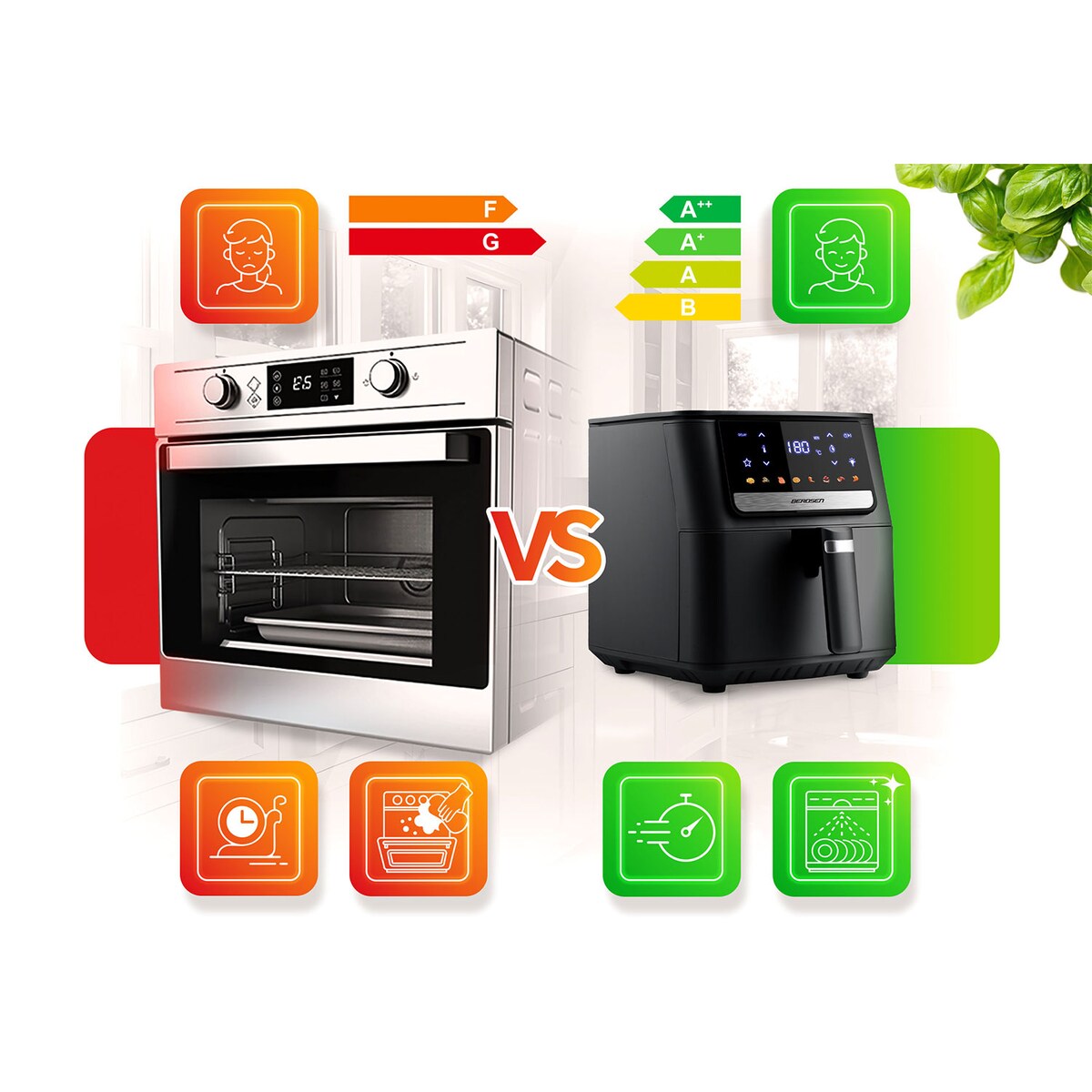 Frytkownica beztłuszczowa Berdsen BD-662 Air Fryer 6,5l 1700W czarny 366200