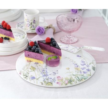 VILLA ITALIA Talerz do ciasta porcelanowy Patera z łopatką 31 cm VIOLA