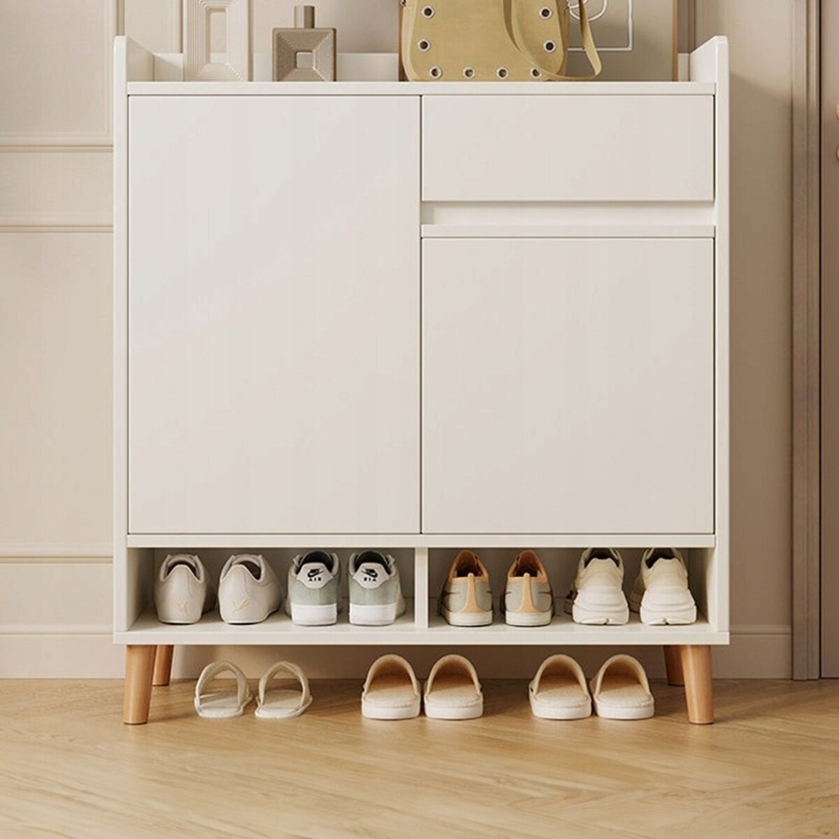 Nowoczesna komoda szafka biała pojemna miejsce na buty 60 cm z szufladą