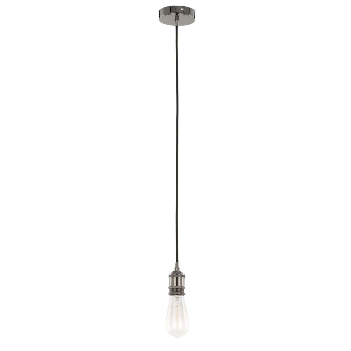 Industrialna LAMPA wisząca CLASSO DS-M-034 SHINY BLACK Italux przewód OPRAWKA metalowa ZWIS loft czarny błyszczący